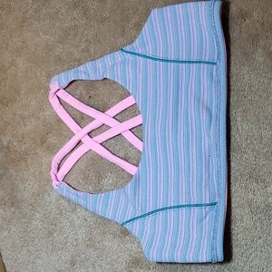 Ivivva by Lululemon girls striped stretchy workout bra